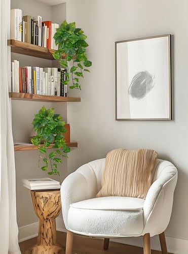 24" Artificial Hanging Plant Ivy Vine Green Plants Decorative Artificial Plants Fake Hanging Plants for Window Wall Decorations - color: Pothos, size: 24-inch