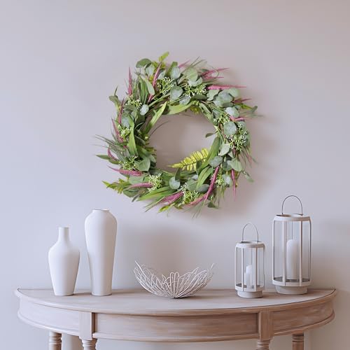 National Tree Company 22 Inch Artificial Wreath with Lavender and Eucalyptus Leaves, Realistic Floral Decoration for Front Door or Indoor Décor