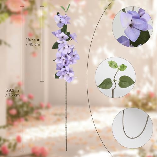 Lilac Flowers Artificial Bougainvillea 8 PCS Realistic Faux Bougainvillea Light Purple Silk Flowers 29.9" Long Stem Flowers for Tall Vase Home Wedding Centerepieces Decor (Light Purple) - color: Light Purple