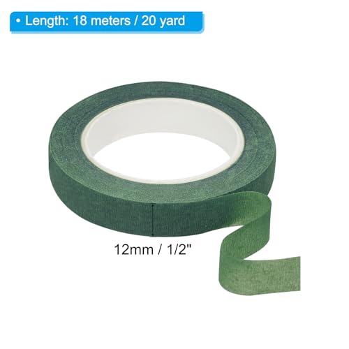 PATIKIL Floral Tape 1/2" x 20 Yard / 12mm x 20m, 3 Pack Flower Wrap Adhesive Tape for Bouquet Stem Wrapping, Green Black - color: Green Black