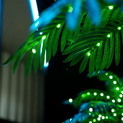 Artificial Palm Tree Christmas Tree 7Ft 3Trunks 260LED Lighted Simulation Tropical Palm Tree Fake Plant Light for Patio Home Office Beach Yard Cruise Hawaiian Party Tiki Bar Decorations - Electric - style: 7FT Plug-in