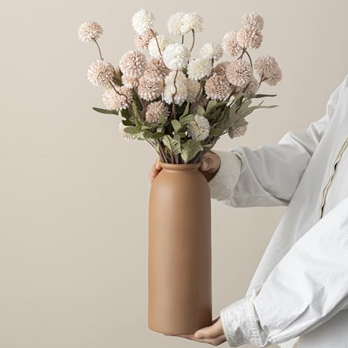 Large Decorative Ceramic Vase Set, 3 Pieces, Nordic Modern Boho Style, Earthtone Color Mix, Modern Farmhouse for Home Decor (XL Coffee Mix) - color: XL Coffee Mix