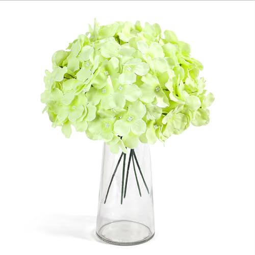 Auihiay 64 PCS Full Hydrangea Flowers, Silk Hydrangea Artificial Flowers Heads with Stems, Artificial Flowers for Wedding, Garden, Baby Shower, Party, Outdoor Indoor Decoration (Light Green) - color: Light Green