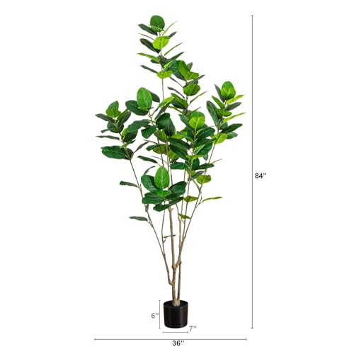 Nearly Natural 7ft Artificial Minimalist Audrey Ficus Tree - Indoor Fake Tree for Home Decor - Realistic Greenery