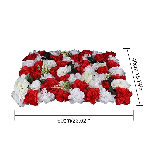 Flower Wall Panel Floral Backdrop,12 Pack Champagne Flower Wall Decor,Silk Rose Wall, Artificial Flowers Backdrop Faux Flowers Panel for Wedding - color: 12 Pcs Red