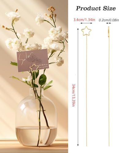 30Pcs Floral Card Holder Picks-Wire Place Card Holder for Wedding-Metal Photo Picture Clip Holder-Table Name Number Holder,Memo Note Holder for Flower Arrangement,Wedding,Baby Shower,Party,Decorations (Gold, Star) - color: Gold, size: Star