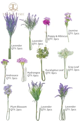 TINGE TIME Artificial Greenery Stems Box Set, 36pcs with 11 Kinds Faux Greenery Stems and Fake Lavender Bulk for Wedding DIY Bouquets Table Centerpieces Floral Arrangement Wedding Home Decor
