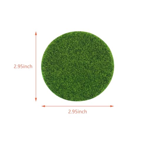 DGZZI 4PCS Round Plastic Artificial Grass Simulated Artificial Moss Miniature Landscape Decor 2.95-Inch Green Plant Outdoor Rug for Mini Dollhouse DIY Decorations