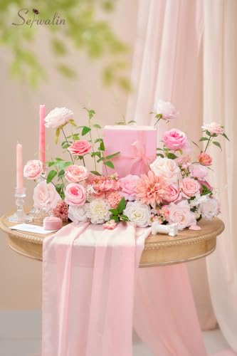 Serwalin Artificial Pink Flowers, Dahlia Fake Silk Flowers for DIY Wedding Bridal Bouquets Baby Shower Centerpieces Cake Decor Birthday Party Home Decor - color: Abby Pink, size: Grand