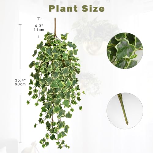 Hollyone Artificial Hanging Plants 35.4" Fake Ivy Vine Faux Ivy Leaves Fire and UV Resistant Hanging Plant Wall Greenery for House Room Patio Indoor Outdoor Home Shelf Office Wedding Decor - color: Fire and Uv Resistant-style 1, size: Medium-1 Pack-UV