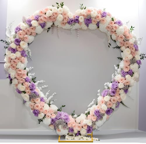 Heart Shape Wedding Metal Arch Backdrop Gold Flower Balloon Arbors Stand for Wedding Birthday Party, Graduation Decorations and Baby Shower 2.2M - size: 7.2FT