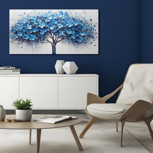 Tree of Life Wall Art for Bedroom Blue Wall Decor for Living Room Tree Prints Picture Decor 20 x 40 Inch - color: Blue, size: 40"L x 20"W