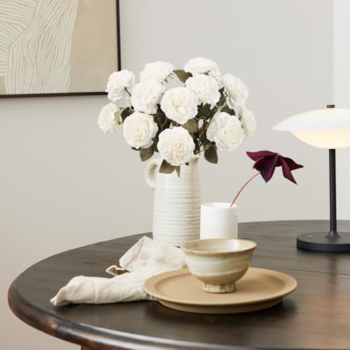 White Artificial Roses Flowers- 8PCS Faux Vintage Roses Fake White Roses for Party,DIY Wedding Bouquet, Table Centerpiece, Home Decor - color: White