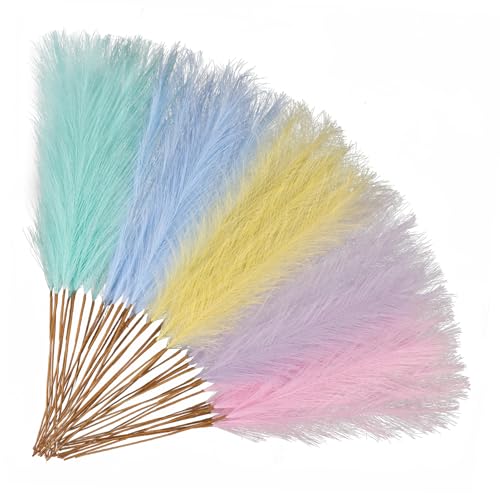 50Pcs Easter Pampas Grass Decor Pastel Color Artificial Easter Decor for Home, Spring Decorations for Table Centerpieces, Vases, and Basket, and Christmas - color: Mixed Color2