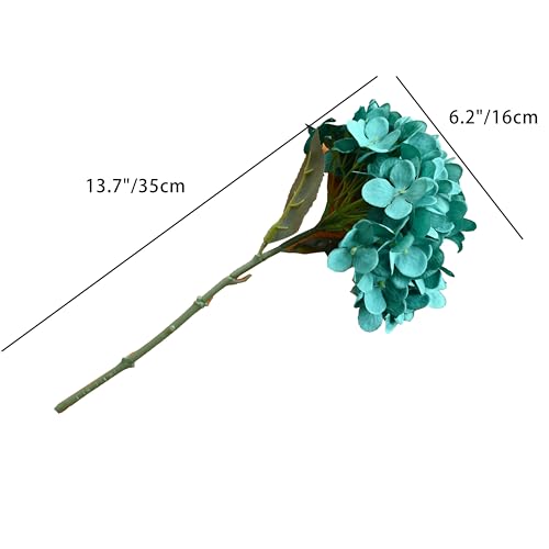 Mandy's 3 Stems Artificial Teal Hydrangea Flowers | 13.7 inch Realistic Silk Bouquet for Centerpieces Easter Wedding & Home Decor - color: Teal