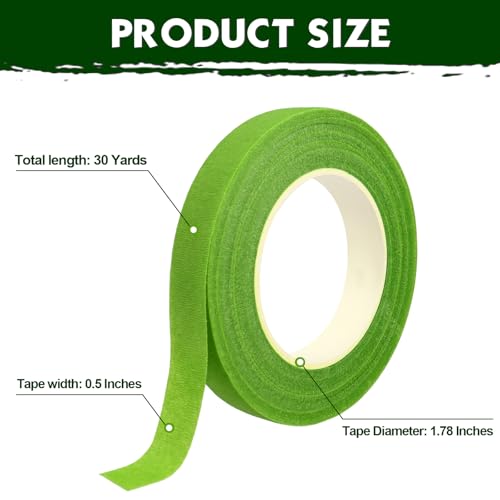 DOMMARE Flower Tape Green Floral Tape, 1/2 Inch Flower Wrapping Tape, 2Pcs Floral Bouquet Supplies for Bouquet Floral Arranging Flowers Stem Wrapping, Wedding Bouquet, Wreath, Garden Decor, 32 Yard - color: 2Pcs Fruit Green, style: Normal & Non-sticky
