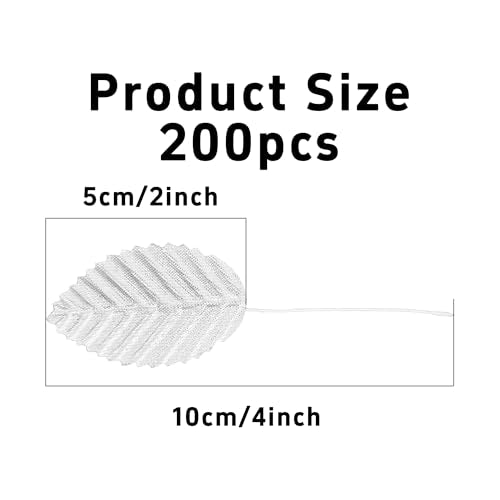 pson 200PCS 10cm Artificial Silk Leaves with Wired Stems for Crafts, Bouquet Wreaths, Wedding Decor, Party Decorations(Silver) - color: Silver