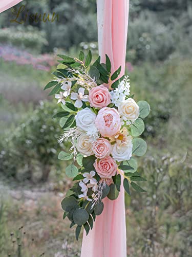 Lisuun Wedding Arch Flowers, Artificial Flowers for Decoration, Large Flower Swag for Boho Styles Wedding Ceremony Floral Decor - Pack of 2 - color: Fleshy Pink