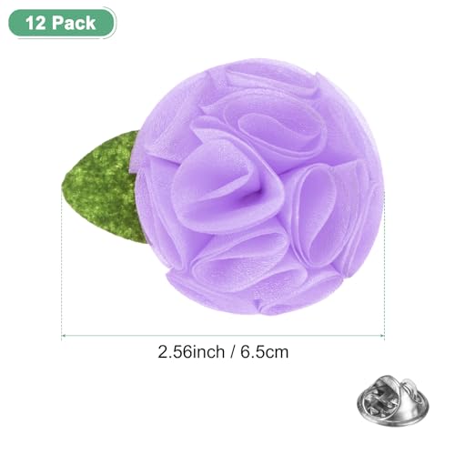 M METERXITY 12-Pack Lapel Pin for Men, Handmade Flower Brooch Button Pins for Men Suits, Formal Boutonnieres - color: Purple
