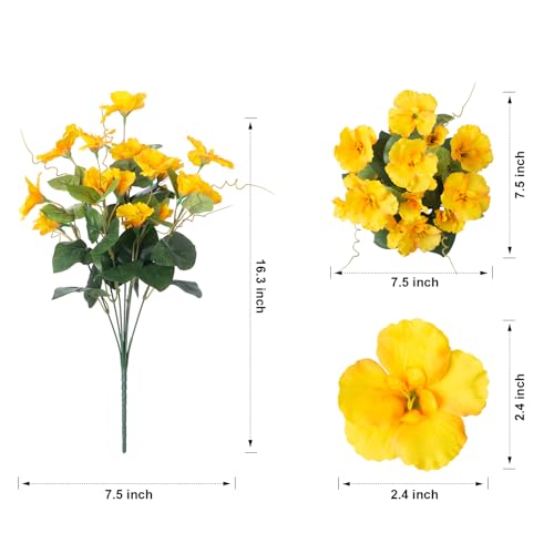 Hoppwodd Hibiscus Artificial Flowers for Outdoors Spring Decoration, 6 Bundles Faux Silk Flowers UV Resistant Look Real Artificial Tropical Flower Fake Plants for Outside Planter Porch Patio, Yellow - color: Yellow