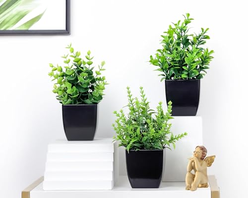 Der Rose Set of 4 Pack Small Fake Plants Mini Artificial Faux Plants Indoor for Bathroom Farmhouse Room Table Decor