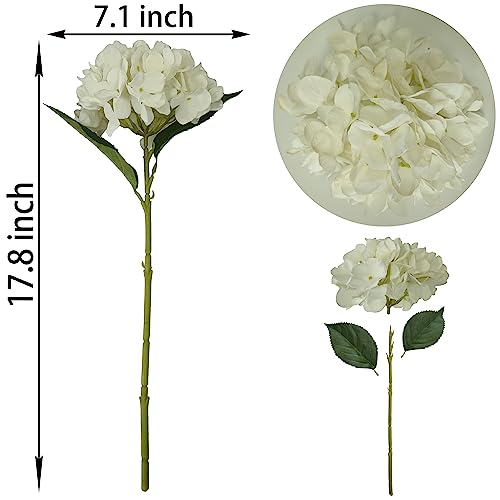 Ivory Hydrangea Artificial Flowers,6 Pcs Faux Hydrangea Flowers,Artificial Hydrangeas Flowers with Stems,Fake Hydrangeas,Silk Hydrangeas Flowers with Stems for Home Decor (6, Ivory) - color: Ivory
