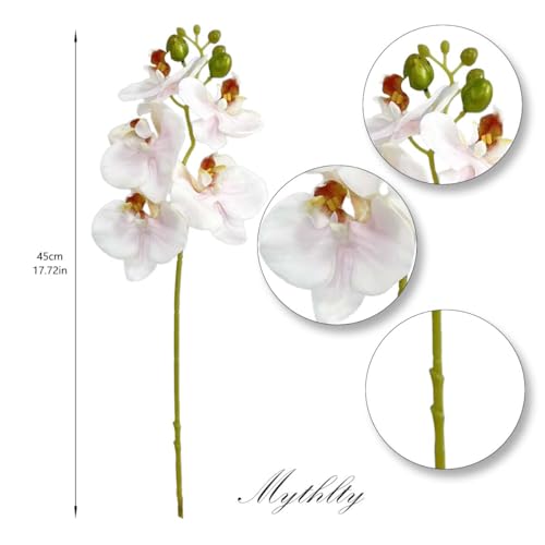 5pcs Pink Artificial Orchid Flower Stems with Real Touch for Vase, Fake Orchid Stems Arrangment for Wedding Bouquets Party Decor Home Office Farmhouse Decorations (Pale Pink) - color: Pale Pink