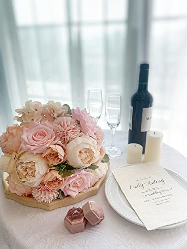 FACINOC Peonies Artificial Flowers Pink Silk Roses Bulk for DIY Wedding Bouquet Bridal Shower Decorations Fake Floral Arrangements Party Table Centerpieces Home Decor Indoor Blush Peach Box 20pcs - color: Blush Pink, Peach, Cream