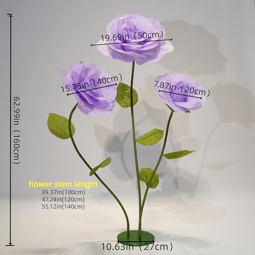 Giant Artificial Rose Flower Decor, Large Standing Faux Bloom for Wedding Aisles, Event Backdrops, Photography Props & Home Styling (Purple) - color: Purple