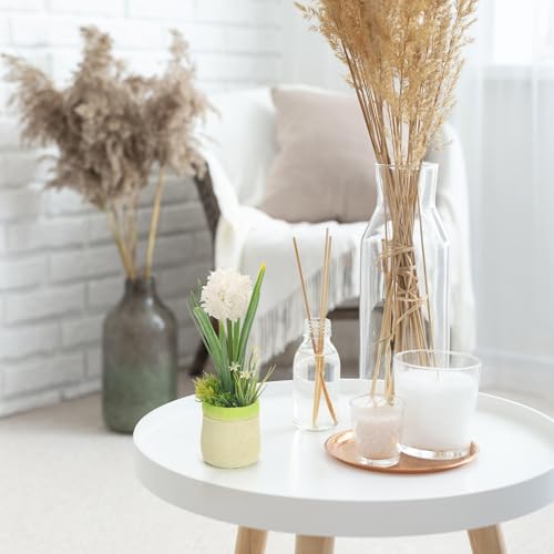 Velener 4PCs Fake Flowers in Vase, Babys Breath Artificial Flowers Indoor, Fake Potted Plants, Hydrangeas, Desk Plants for Home Bathroom Kitchen Shelf Office Decor(Plastic Vase)