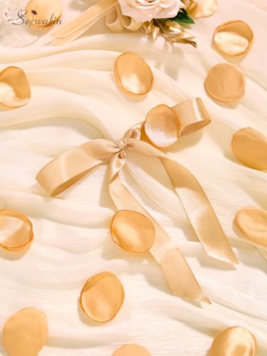 Serwalin 300Pcs Silk Rose Petals Fake Flower Petals Champagne Gold Artificial Rose Petals for Weddings Proposal Flower Girl Petals Aisle Flower Girl Basket Runner Bridal Shower Table Decor - color: Aq Champagne Gold, size: 300pcs