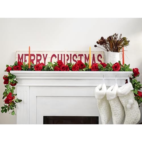 FiveSeasonStuff 29 Ft 4 Pack Rose Silk Flower Garland Artificial Flowers Decoration Hanging Floral Décor for Wedding Baby Shower Birthday Party Garden (Venetian Red) - color: Venetian Red