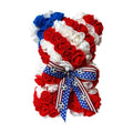 United States LED Artificial Rose Flower Bear, Valentine's Mother's Day, Christmas, Birthday,Thanksgiving Party Anniversary Girl Friend Wife Light Strips and Greeting Cards (US) - color: Us