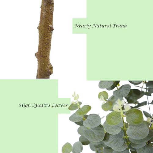 Artificial Eucalyptus Plant 5ft, Fake Tree with Basket, Faux Eucalyptus Plants with White Silver Dollar Leaves, Faux Floor Trees for Home Office Decor Indoor Outdoor - color: Eucalyptus, size: 5ft