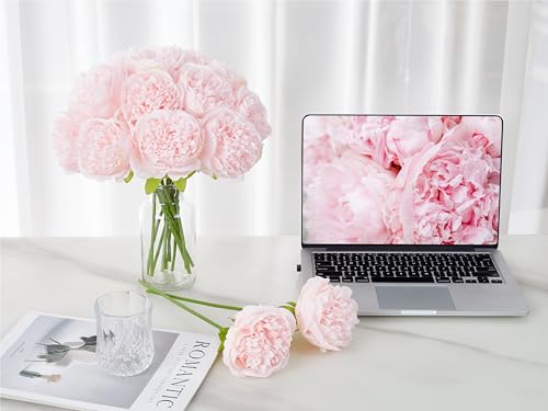 SITUMEIZI 10PCS Artificial Peony Flowers, Real Touch Fake Silk Bouquet with Stems for Home Mothers Day Wedding Party Centerpieces Table Decoration Indoor(Light Pink) - color: Pink