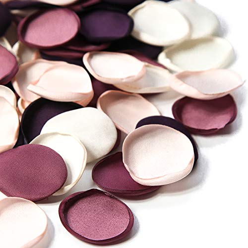 Floroom 300pcs Rose Petals Plum Fake Faux Silk Flower Petals for Wedding Flower Girl Basket Aisle Runner Scatter Dinner Table Centerpieces Party Confetti Bridal Shower Romantic Night Favors Decoration - color: Mellow Plum, size: 300pcs