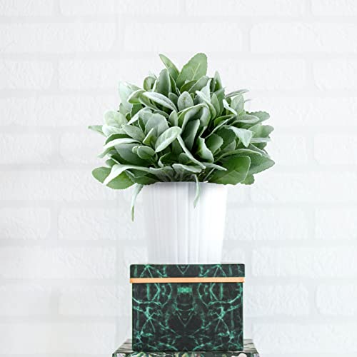 Giegxin 24 Pcs Artificial Lambs Ear Stems Garland Faux Greenery Stems Bulk Flocked Faux Greenery Decor Fake Lambs Ear Picks Plants for Home Wedding DIY Wreath Flower Arrangement