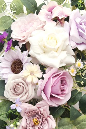Odouzy Pack of 2 Wedding Arch Decorations Artificial Hanging Flowers Floral Swag for Wedding Welcome Sign Backdrop Balloon Arch Home Party Bridal Ceremony Reusable(Purple) - color: Purple