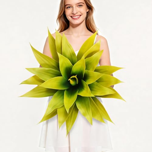 Wertuirk 28 Inch Artificial Agave Plant, Realistic Faux Succulents with Vibrant Color, UV Resistant & Low Maintenance for Indoor Outdoor, Home, Garden, Patio, Office Decor (Yellow, Extra Large) - color: Yellow, size: X-Large