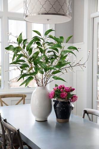 Faux Eucalyptus Stems Willow Eucalyptus Leaves 34” Long Fake Salix Leaves 3 Pcs Artificial Greenery Stems for DIY Bouquet Arrangements Centerpieces Shower Decorations-Artificial Eucalyptus Stems - color: Green, size: 3Pcs