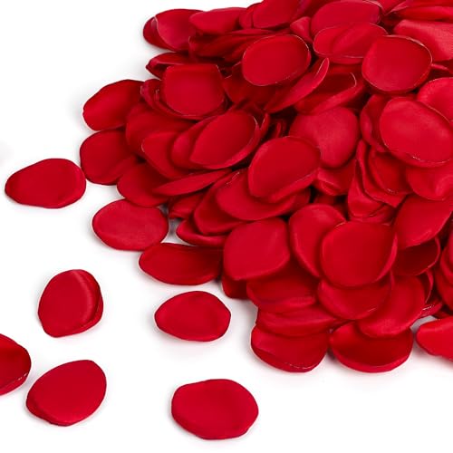 SITUMEIZI 400PCS Fake Red Rose Petals Artificial Silk Flower Red Petals for Wedding for Her Set Romantic Night, Valentine's Day, Proposal Anniversary Decorations - color: Red