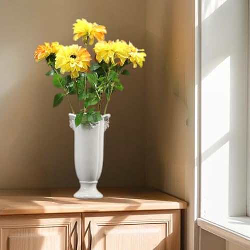 Artificial Chrysanthemums, Daisy Silk Flowers 6 Stems, Aster & Zinnia-Like Large Blooms in Gradient Colors, 24.8" Long Faux Marguerite for Indoor Outdoor Home Decor (Yellow/Orange Trace) - color: Yellow/Orange Trace