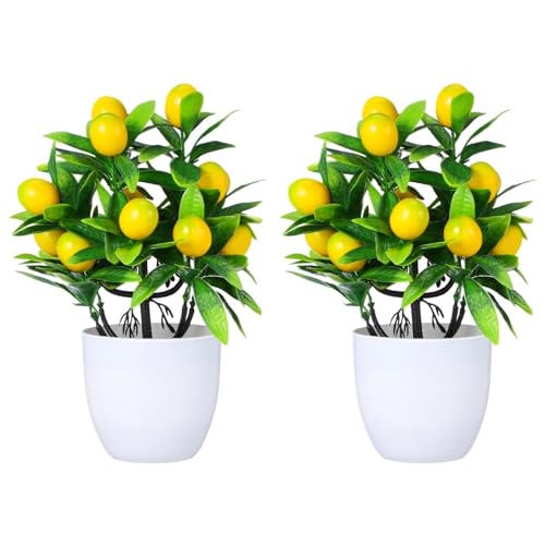 Small Artificial Tree Faux Bonsai Plant with Pot 9.44X14.96X7.48In Decorative Fake Tree for Home Office Desk