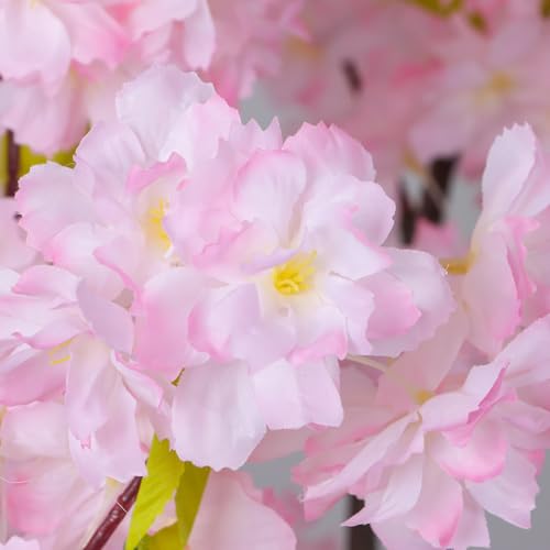 6.56ft Tall Pink Artificial Cherry Blossom Tree Decor, Fake Silk Flower Plant Indoor, Sakura Tree Realistic Faux Cherry Tree for Christmas New Year Home Decor - color: Pink-ap18