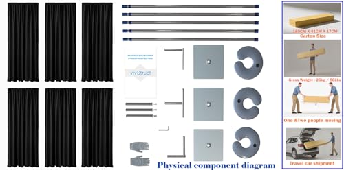 Adjustable Heavy Duty Portable 10FT X 20FT Pipe and Drape Backdrop Kit (Black Drape) Quick Set Up Without Tools for Wedding&Party&Event&Photography&Show&Display - size: 10FT x 20FT & Black Drape