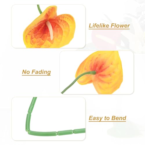 PATIKIL 13" Artificial Anthurium Lily Flowers, 10 Pack Permanent Flower Floral Arrangements Bouquet for Home Decor Bridal Wedding Festival Party, Dark Orange - color: Dark Orange