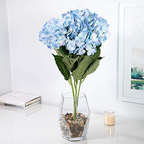 Larksilk Hydrangea Artificial Flowers - Faux Hydrangea Flowers - Home Decor, Easter Decorations, Spring Decor - Floral Centerpieces for Tables - 20" Floral Stems, Blue, 6 Pieces - color: Blue, size: Pack of 6