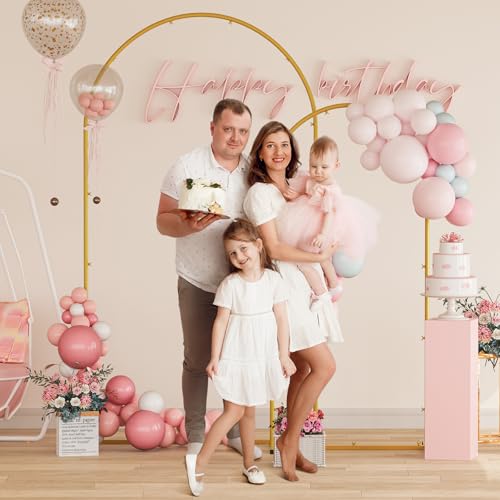 Snughome Arch Backdrop Stand, Set of 2 Metal Balloon Arch Stand (7.2FT+6FT), Gold Wedding Arch Frame for Party, Baby Shower, Holiday, Ideal for Balloon Flower