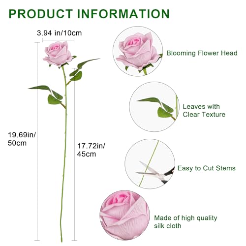 Fake Plants Roses Flowers Plastic Flowers Spring Decorations for Home Gifts for Gf Roses Artificial Flowers for Vase Fake Flowers Home Decor Fake Plant (Light Pink 50PCS) - color: Light Pink 50pcs