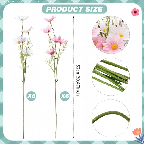 12 Bundles Daisy Artificial Flowers Small Colorful Daisy Flowers Bouquet with Stems Fake Daisies Floral for Table Vase Centerpiece Floral Arrangements Wedding Decoration (Pastel) - color: Pastel